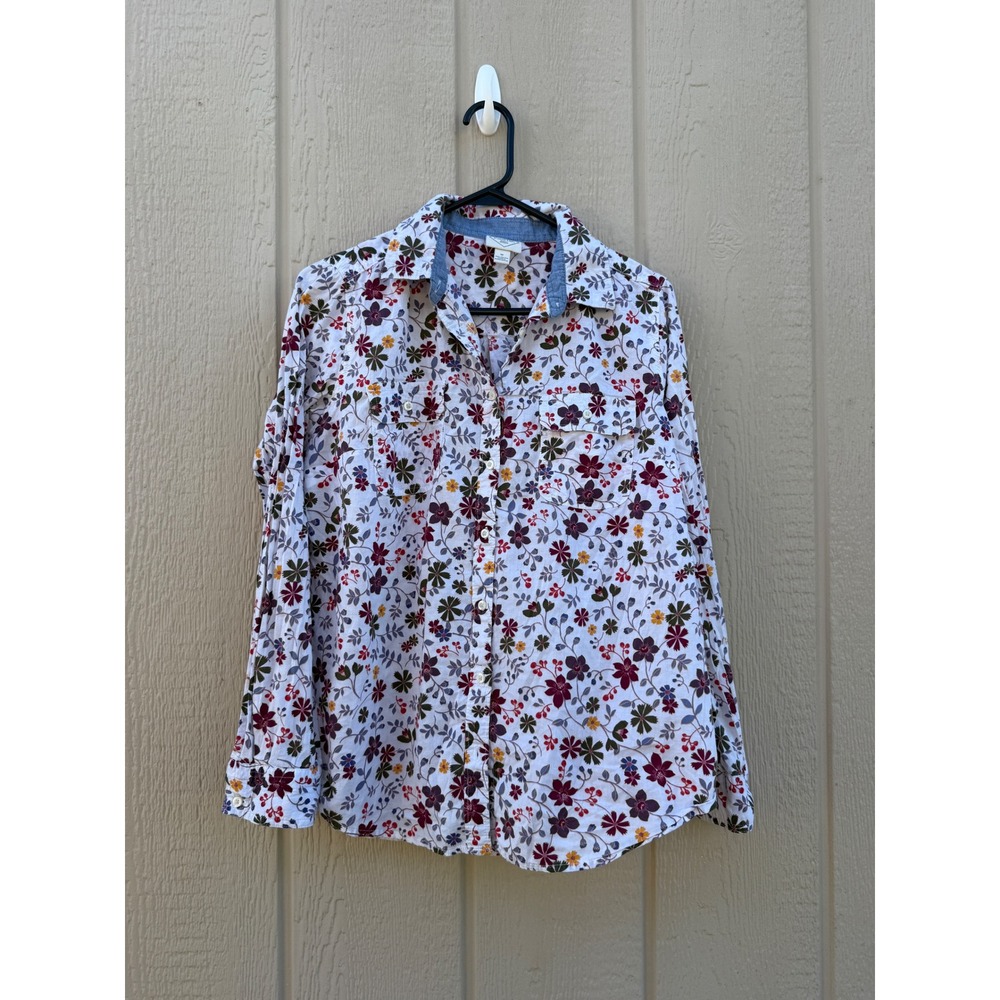 St. John's Bay M Floral Shirt Cottagecore Cotton Button Down Pockets